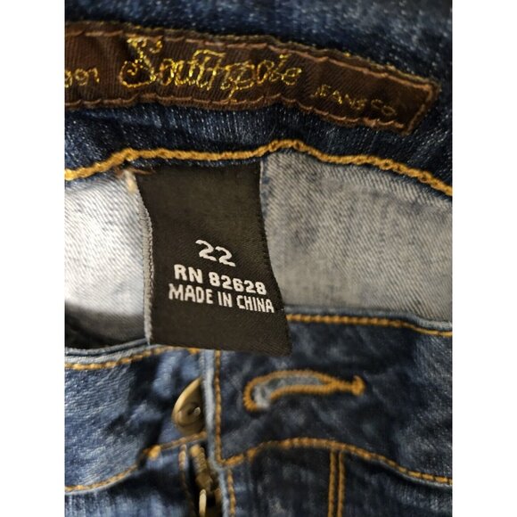 Southpole Jeans Womens Size 22x30 Blue Denim Regular Fit Embroidered Pockets - Picture 11 of 13